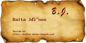 Balta János névjegykártya